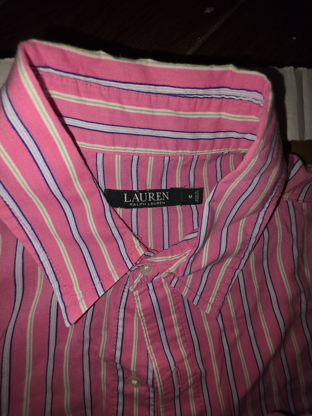 Lauren Ralph Lauren Pink Multi-Stripe Collared Shirt